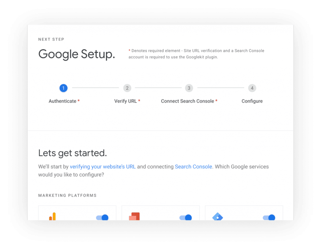 Google Site Kit setup steps