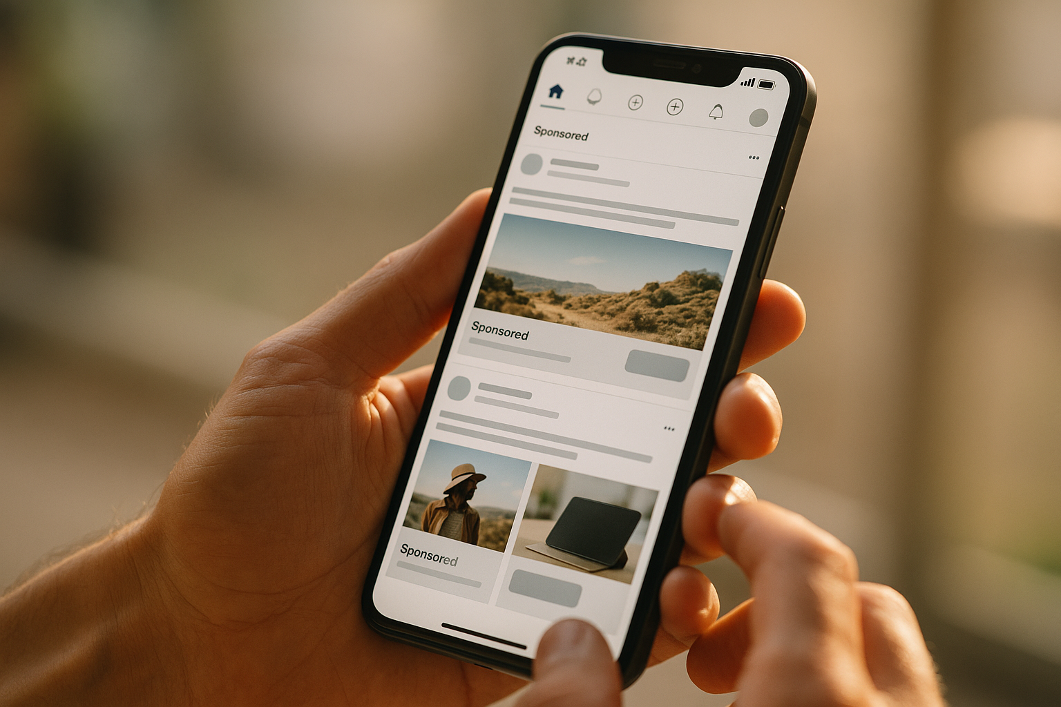 Person scrolling a phone feed, representing Facebook and Instagram remarketing