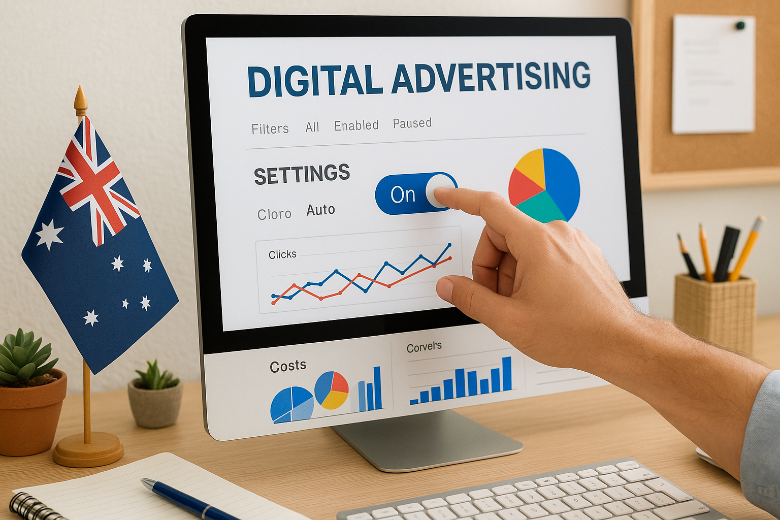 Adjusting digital advertising settings and monitoring charts