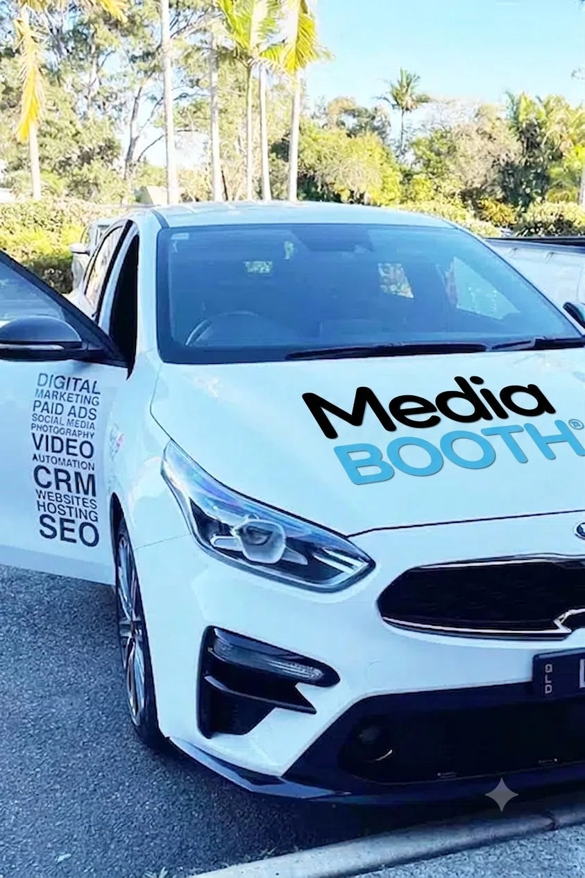 Media Booth branded vehicle