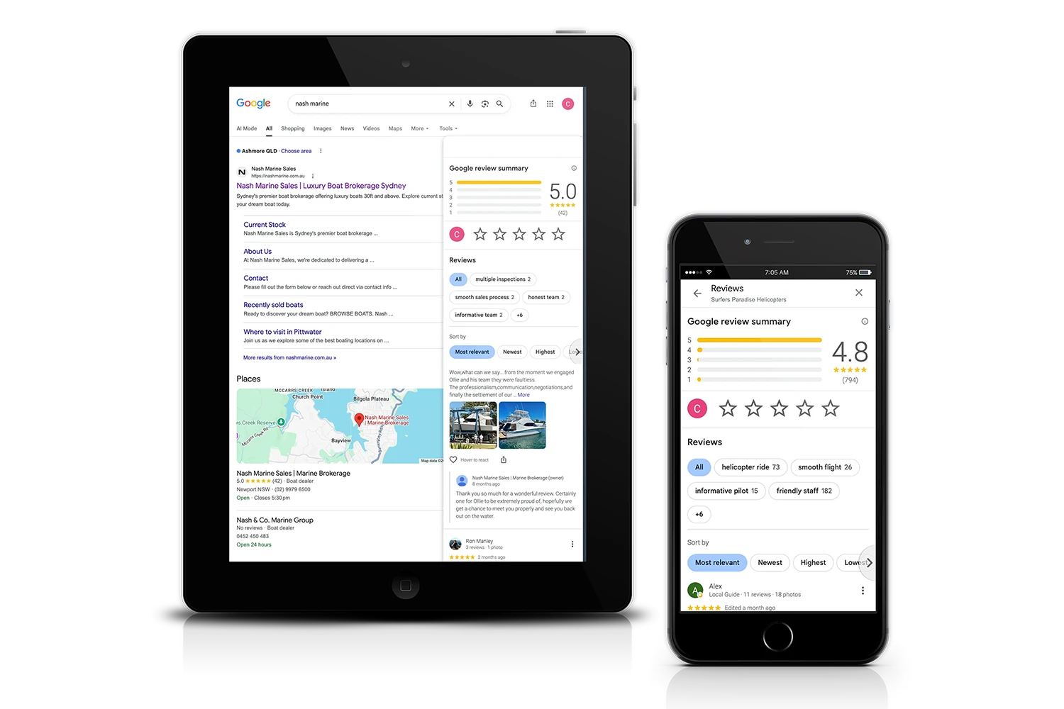 Google reviews and trust signals