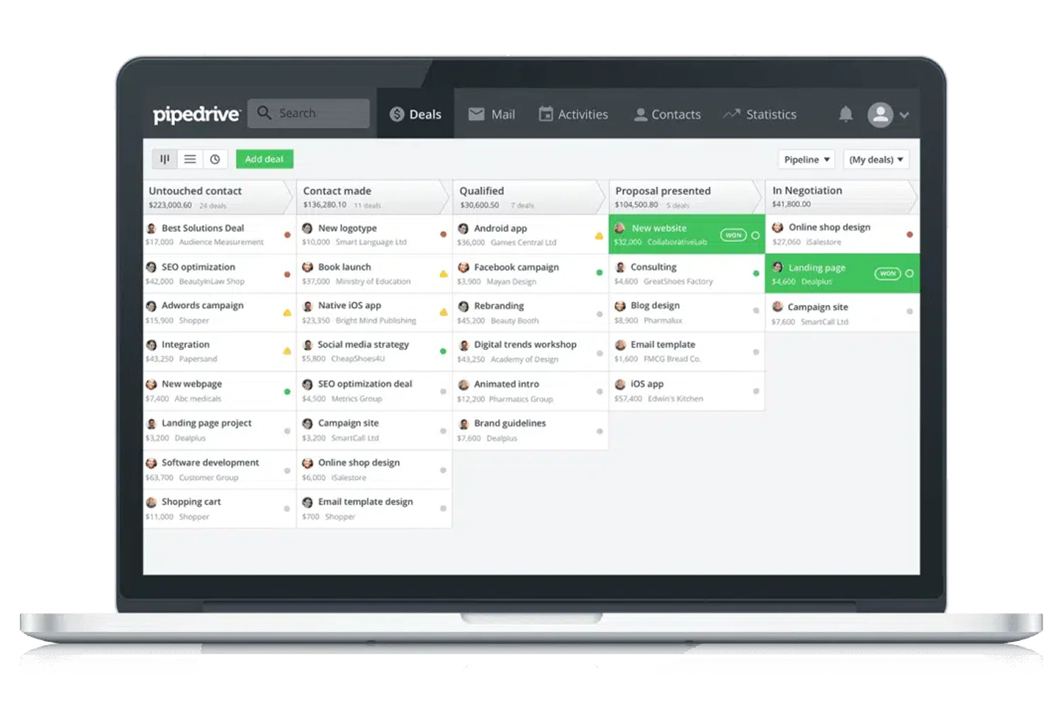 Pipedrive CRM lead and deal pipeline