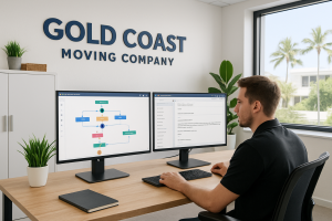 Moving company staff using CRM automation software