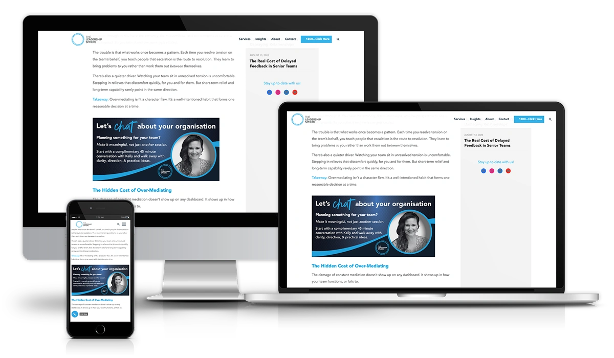 The Leadership Sphere website discovery call CTA design